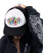 Chrome Hearts “Multicolor Cemetery Cross” White/Black Trucker Cap