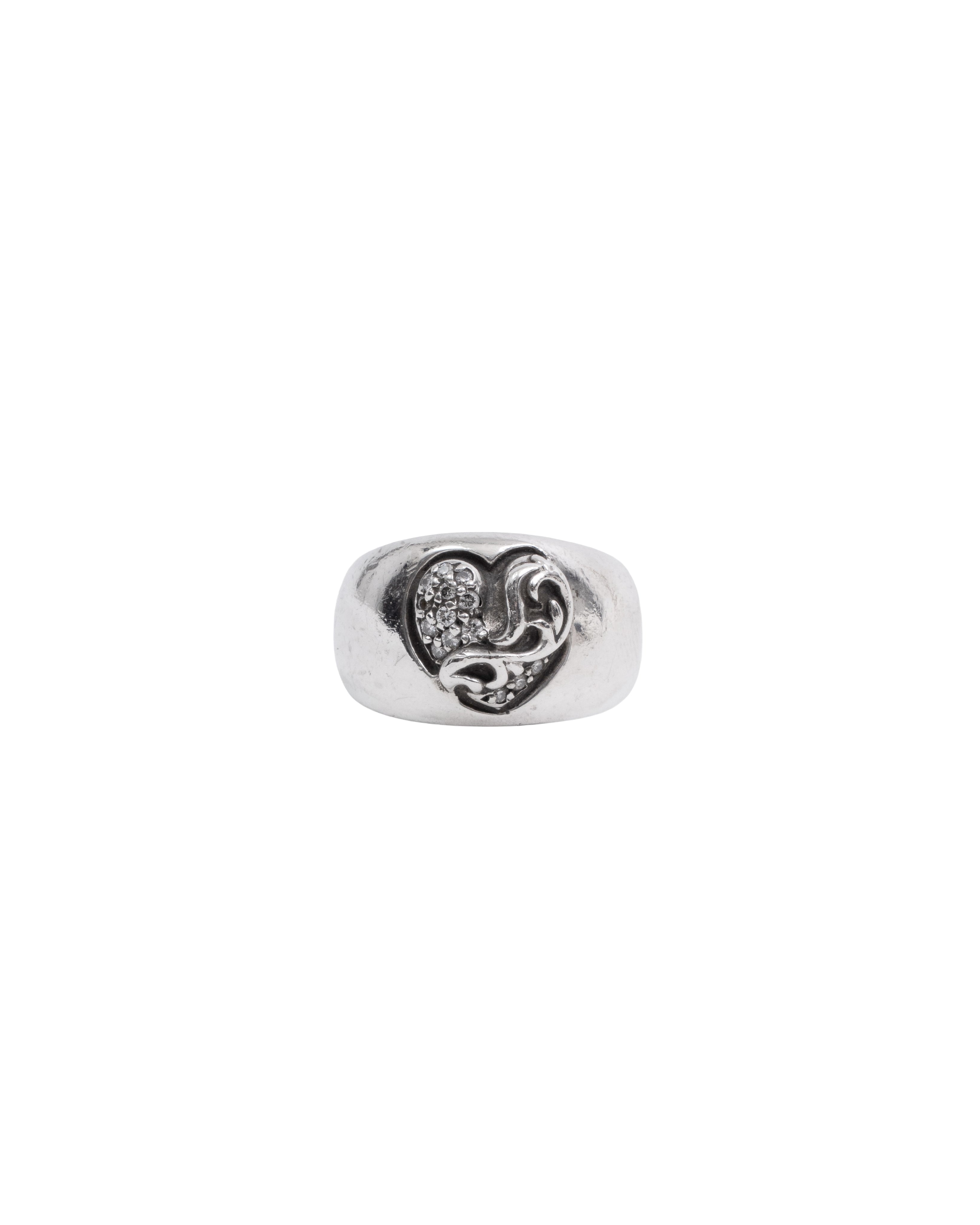 Chrome Hearts "Heart in Band" Pave Diamond Ring