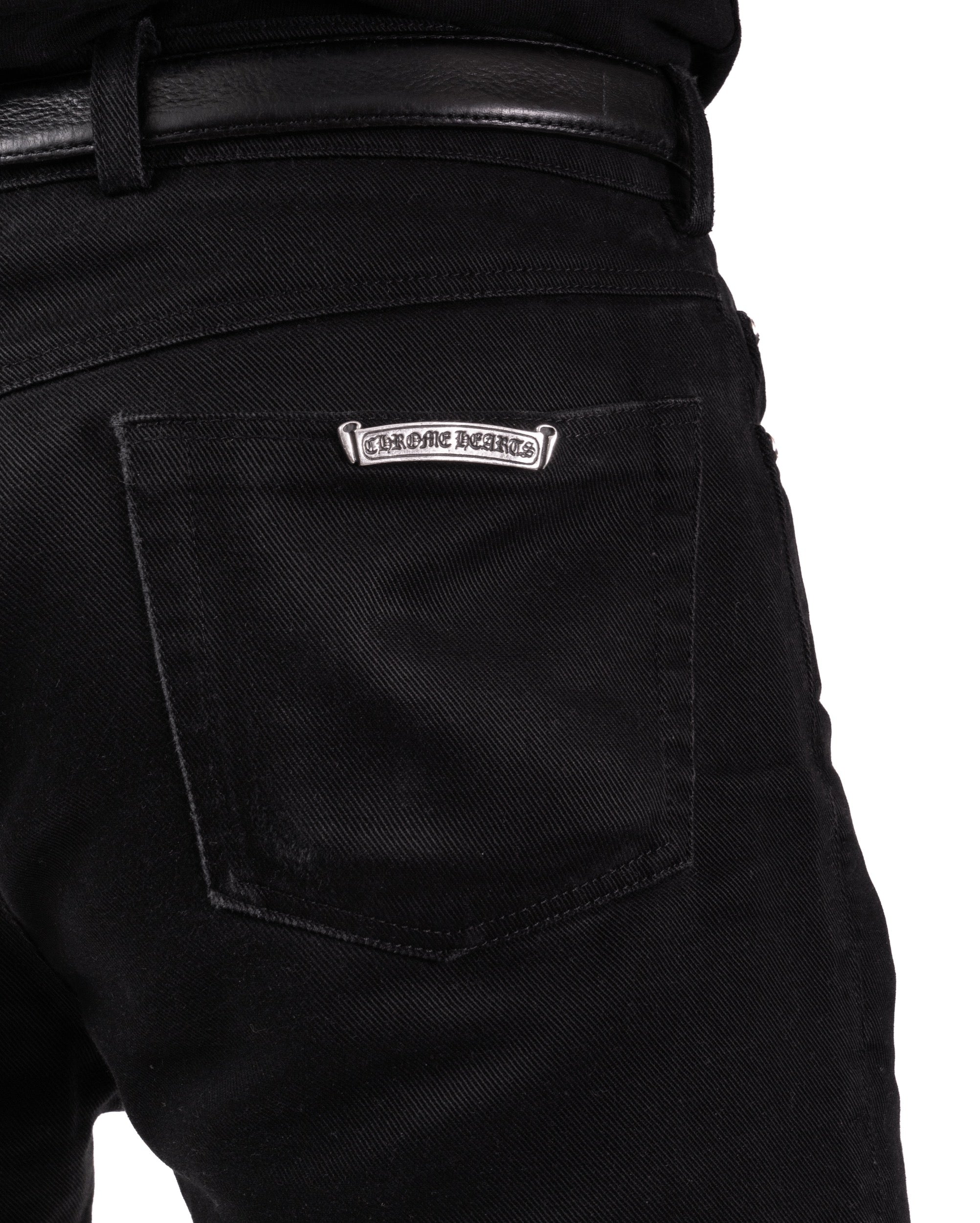 Chrome Hearts Vintage Fleur Knee Denim Black