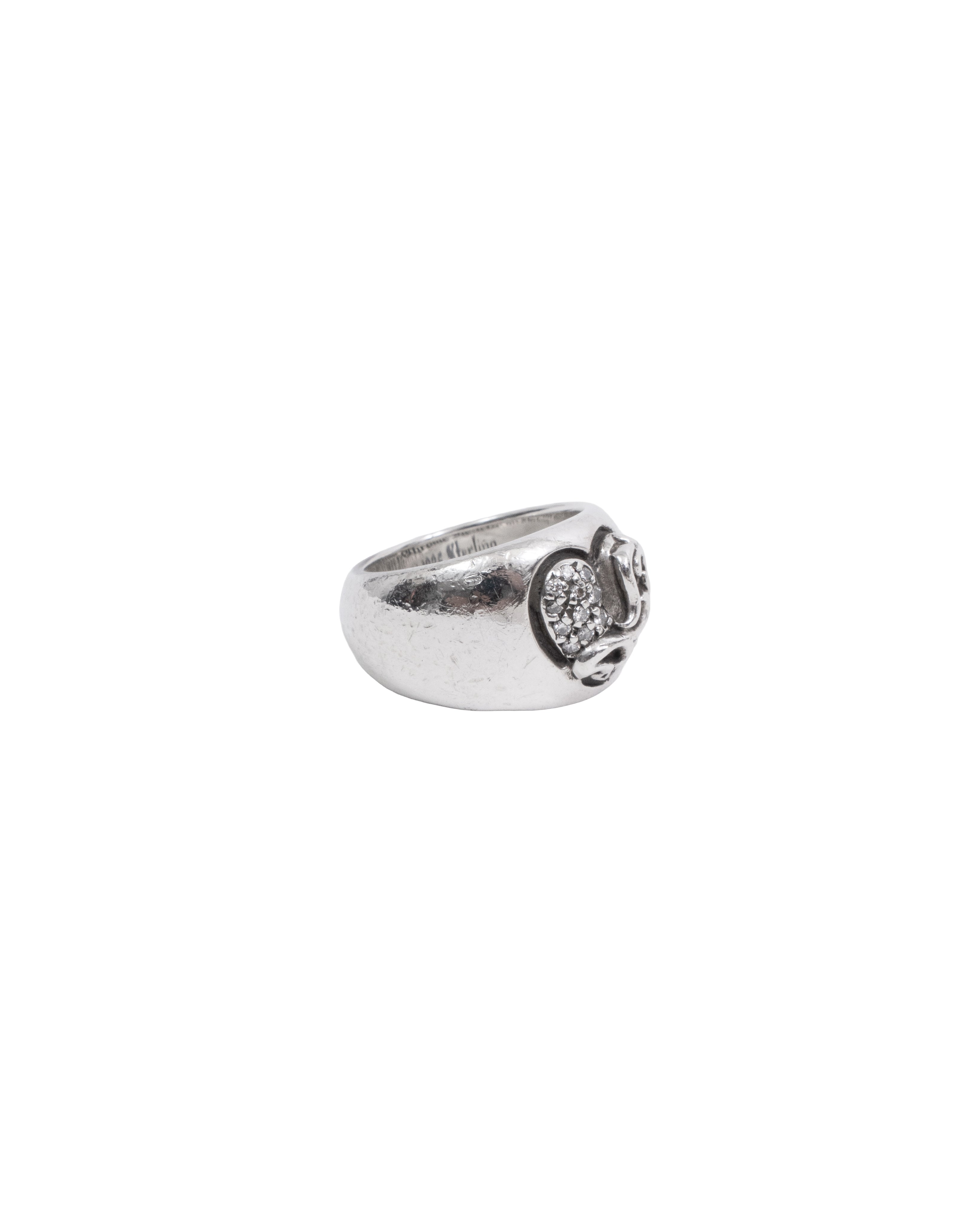 Chrome Hearts "Heart in Band" Pave Diamond Ring