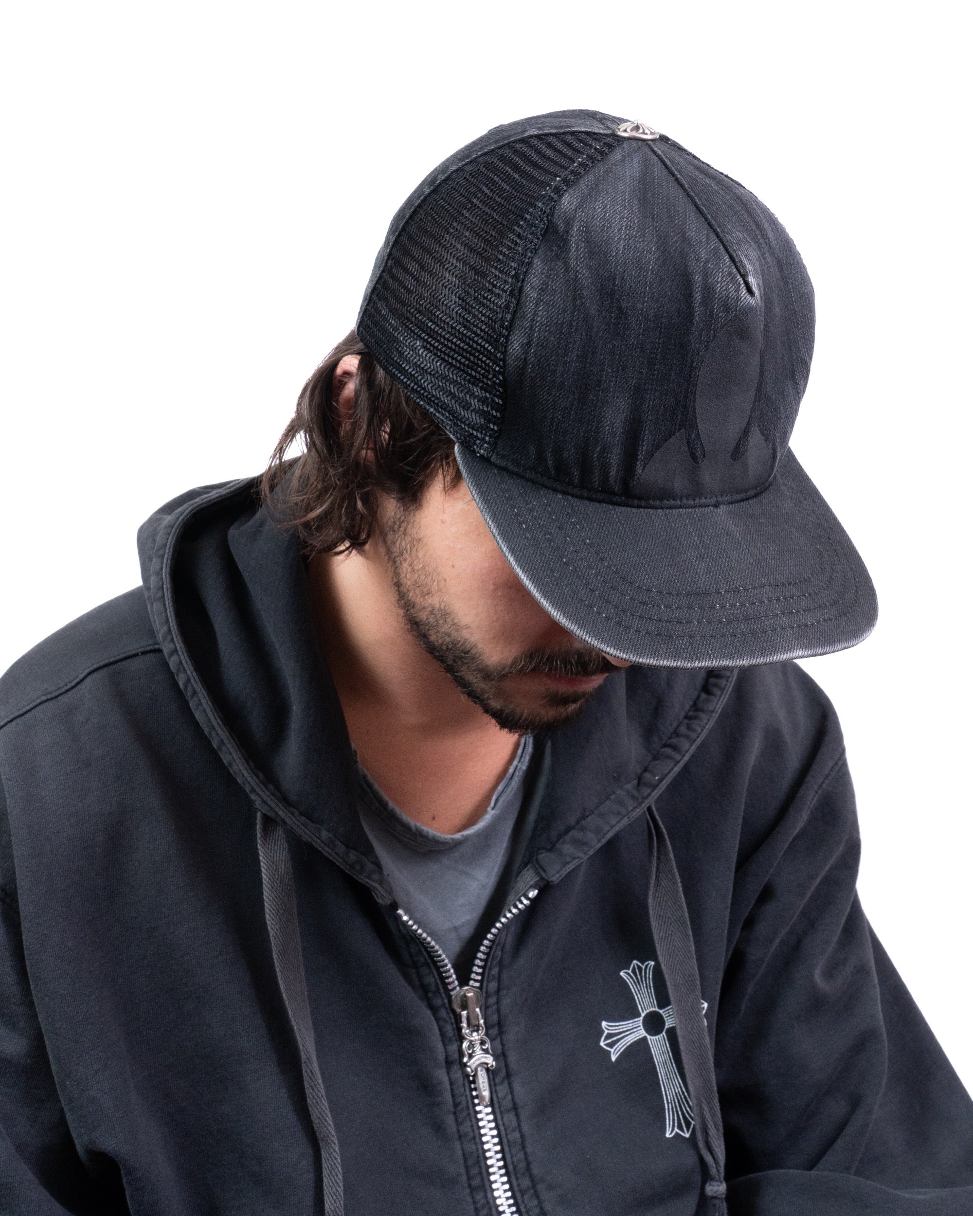 Chrome Hearts Fleur Knee Denim Trucker Cap