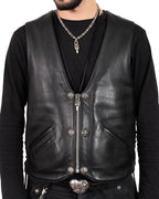 Chrome Hearts 6 Buttons Cross Leather Vest Vintage