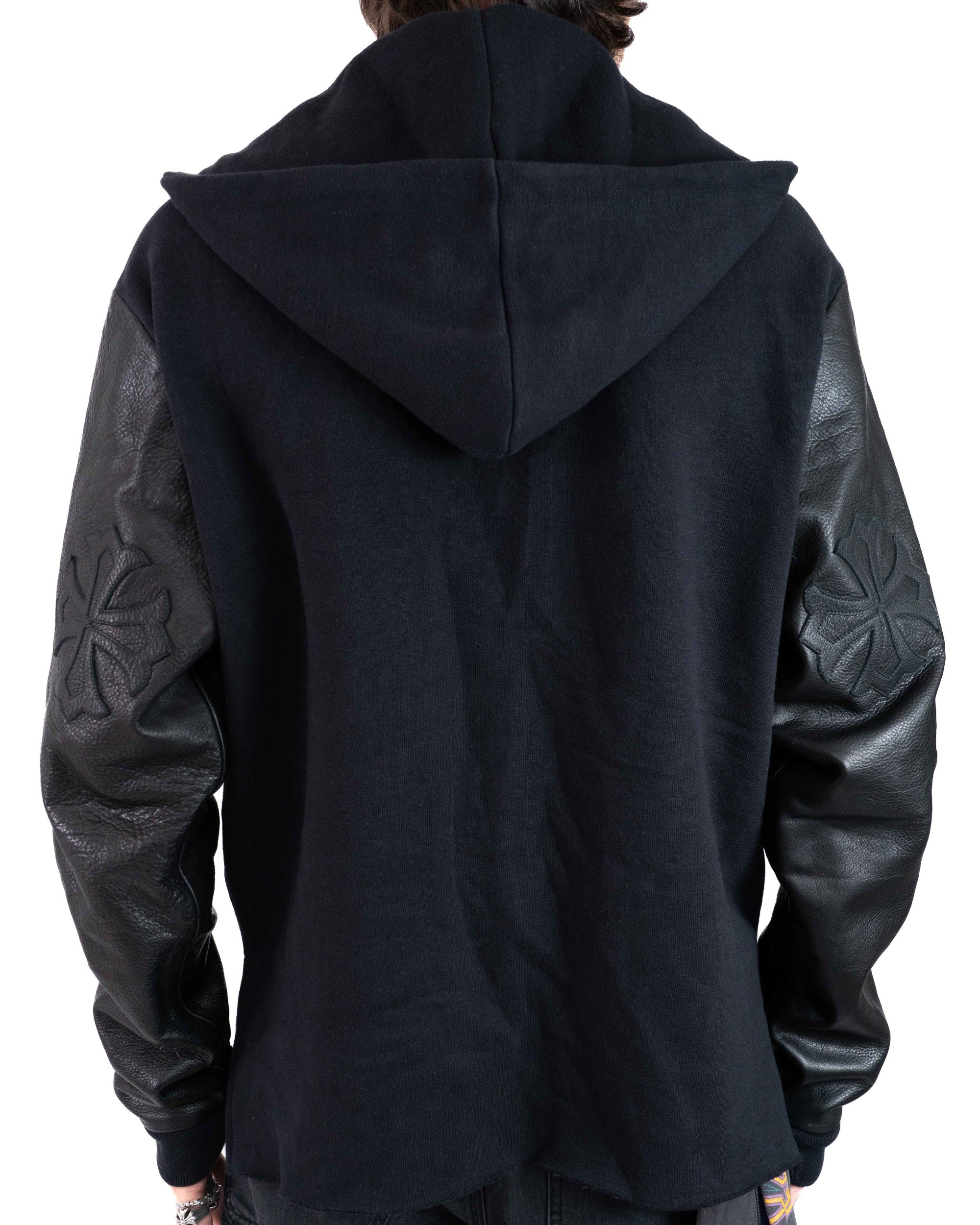 Chrome Hearts Triple Cross Patch Leather Zip-Up Black