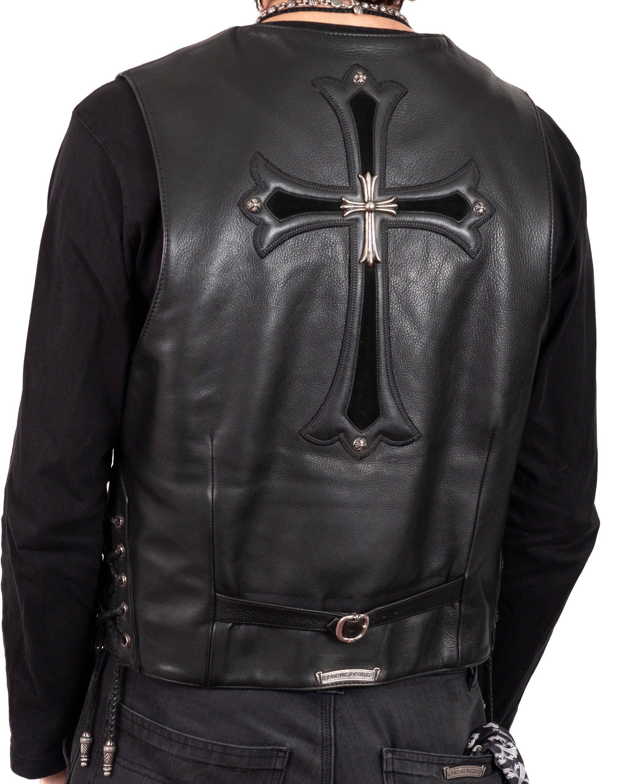 Chrome Hearts 6 Buttons Cross Leather Vest Vintage