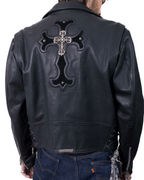 Chrome Hearts Classic Moto Filigree Cross Leather Jacket Black