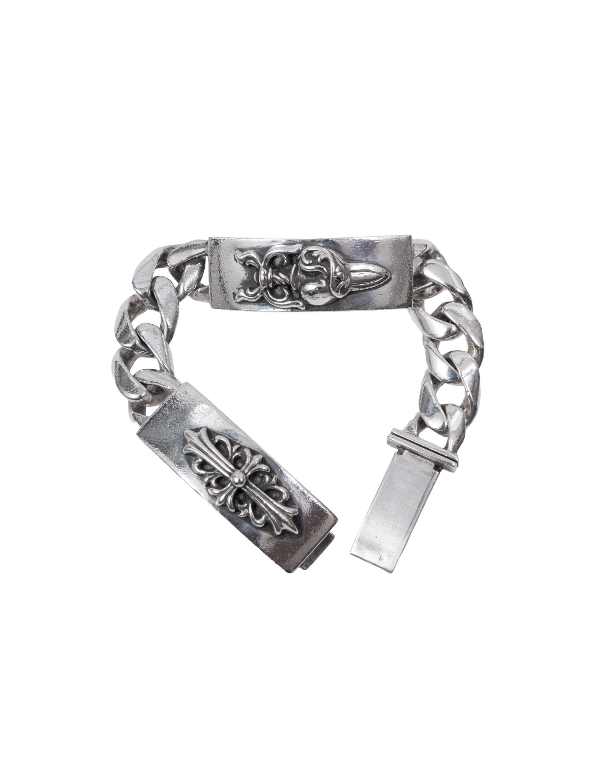 Chrome Hearts DaggerHeart Floral Double ID Bracelet