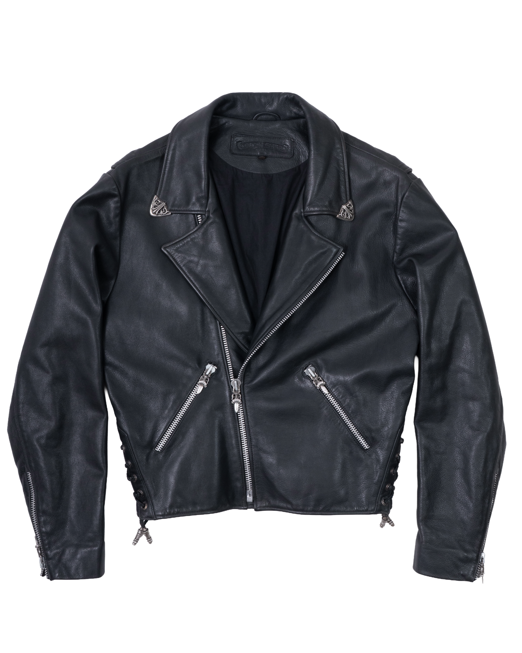 Chrome Hearts Classic Moto Filigree Cross Leather Jacket Black