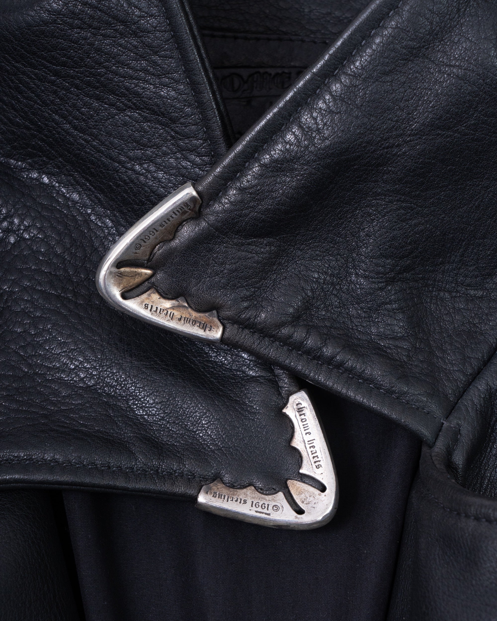 Chrome Hearts Classic Moto Filigree Cross Leather Jacket Black
