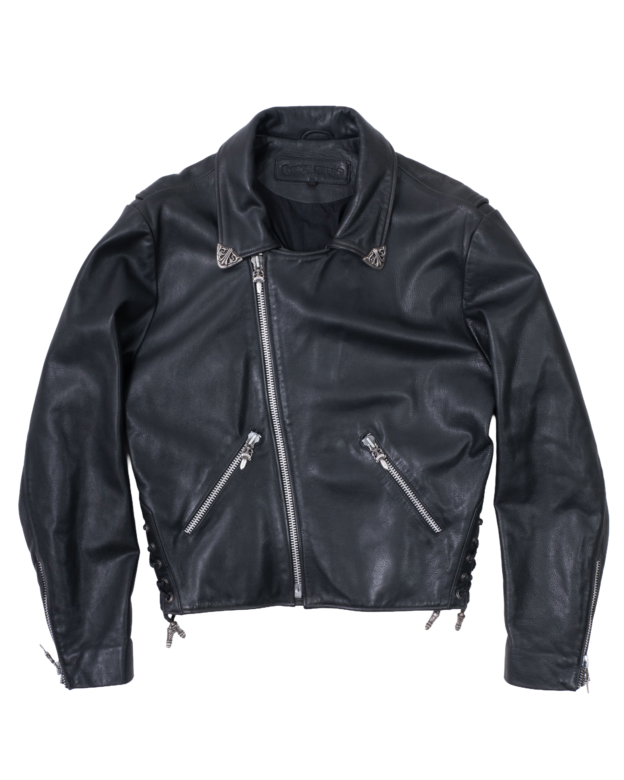 Chrome Hearts Classic Moto Filigree Cross Leather Jacket Black