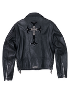 Chrome Hearts Classic Moto Filigree Cross Leather Jacket Black