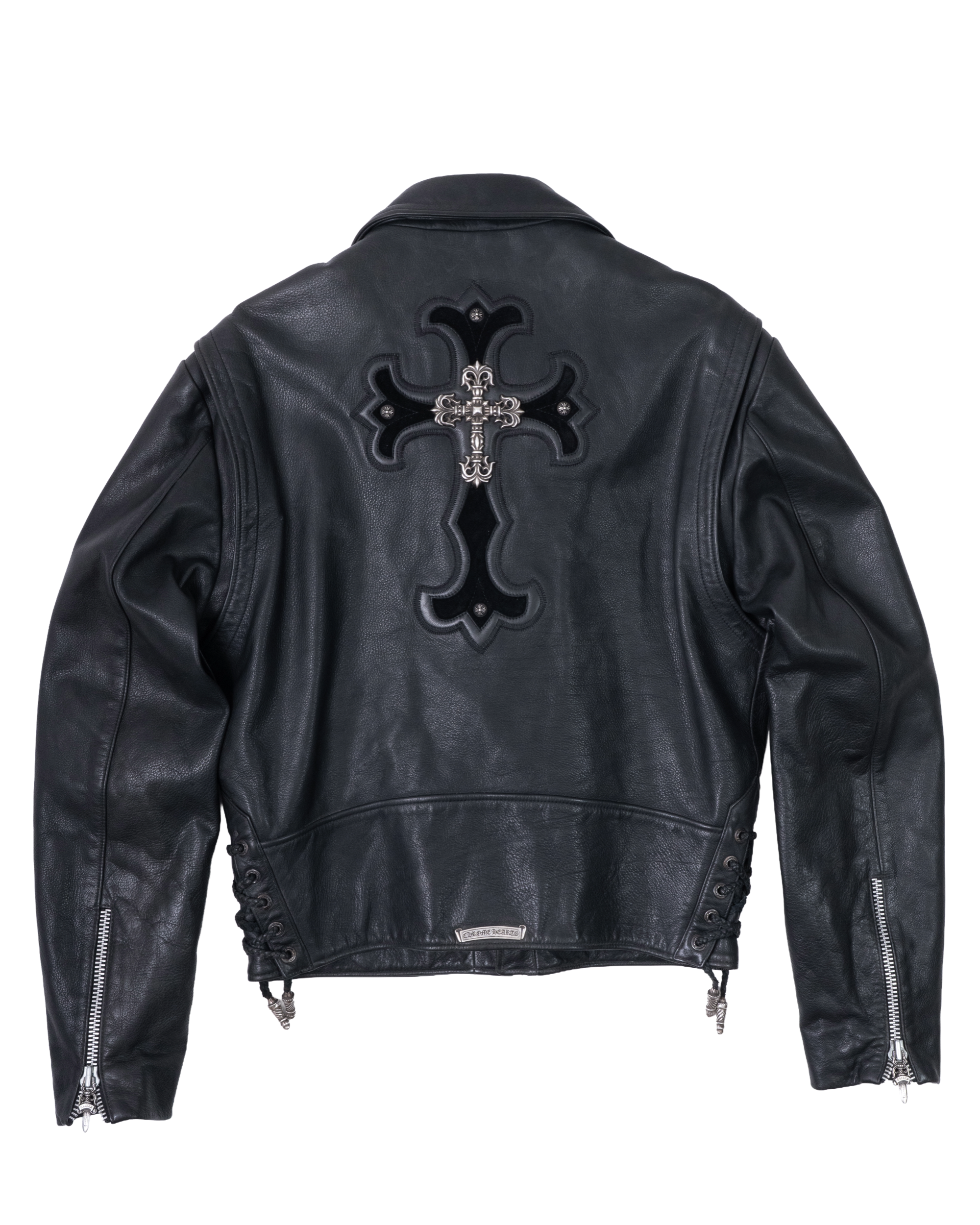 Chrome Hearts Classic Moto Filigree Cross Leather Jacket Black