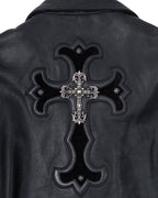 Chrome Hearts Classic Moto Filigree Cross Leather Jacket Black