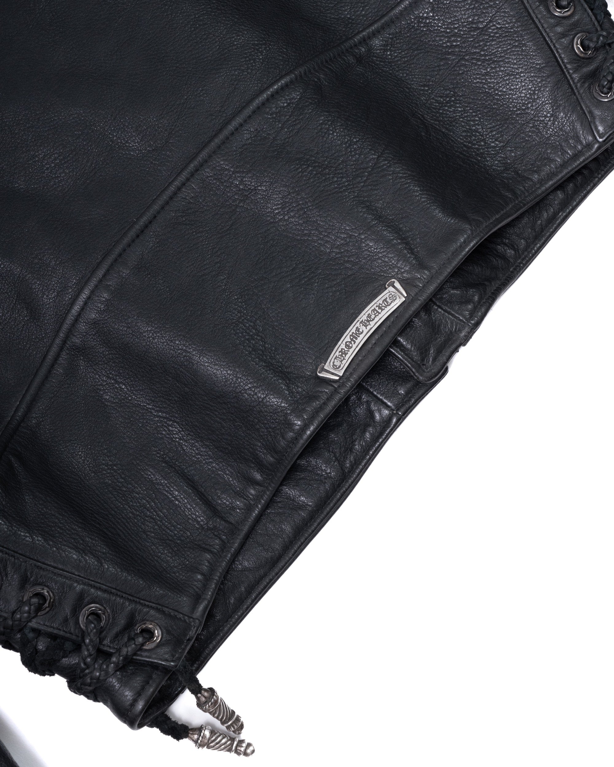 Chrome Hearts Classic Moto Filigree Cross Leather Jacket Black