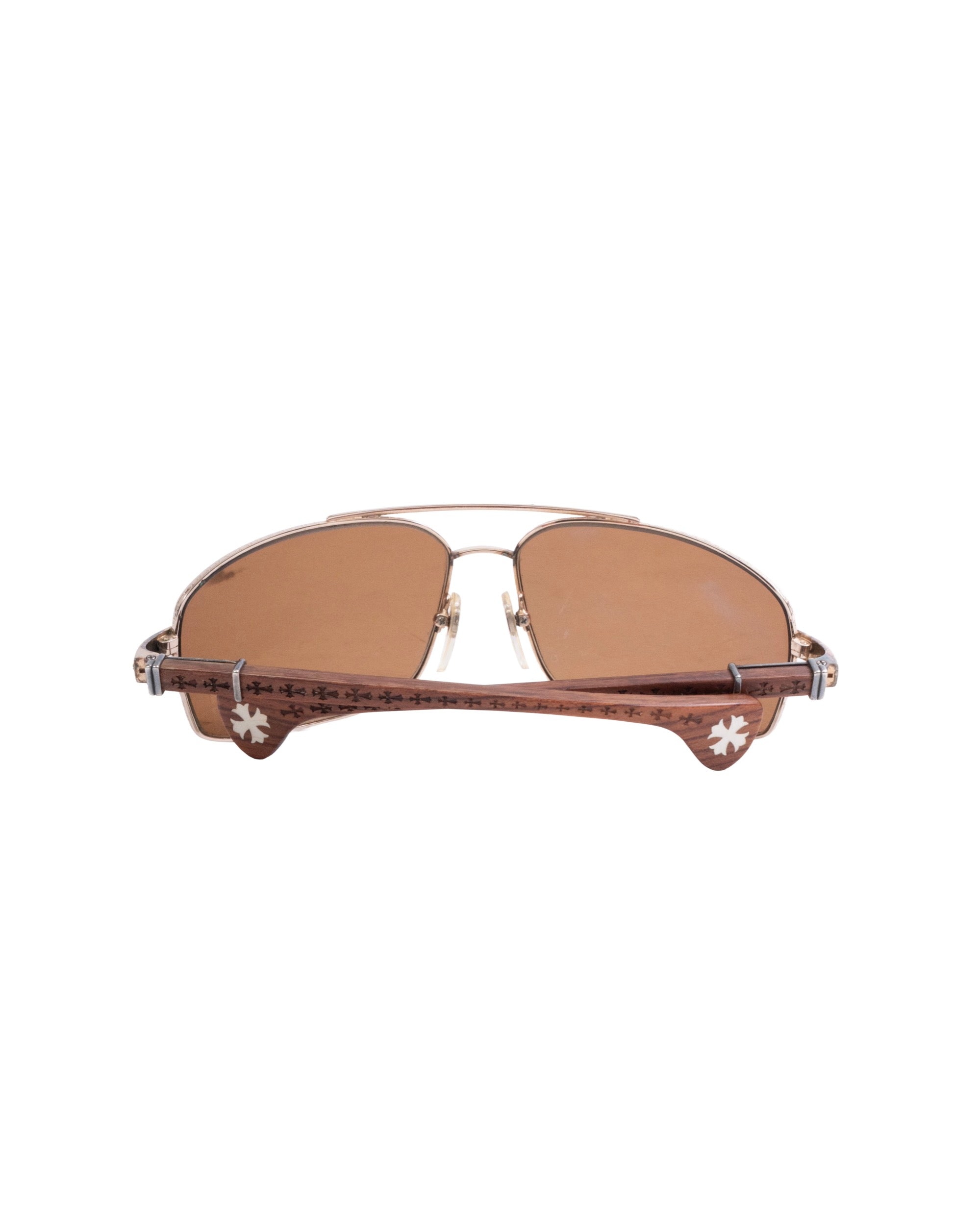 Chrome Hearts "The Beast III" Gold/Wood Sunglasses