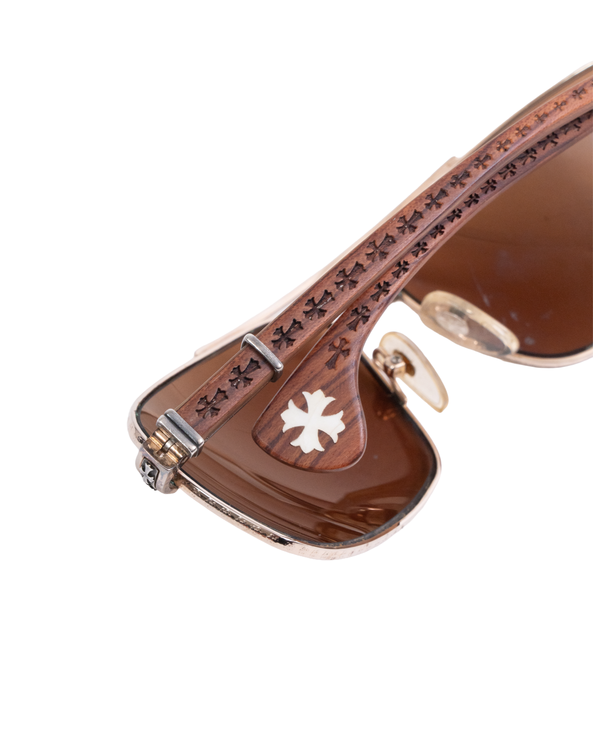 Chrome Hearts "The Beast III" Gold/Wood Sunglasses