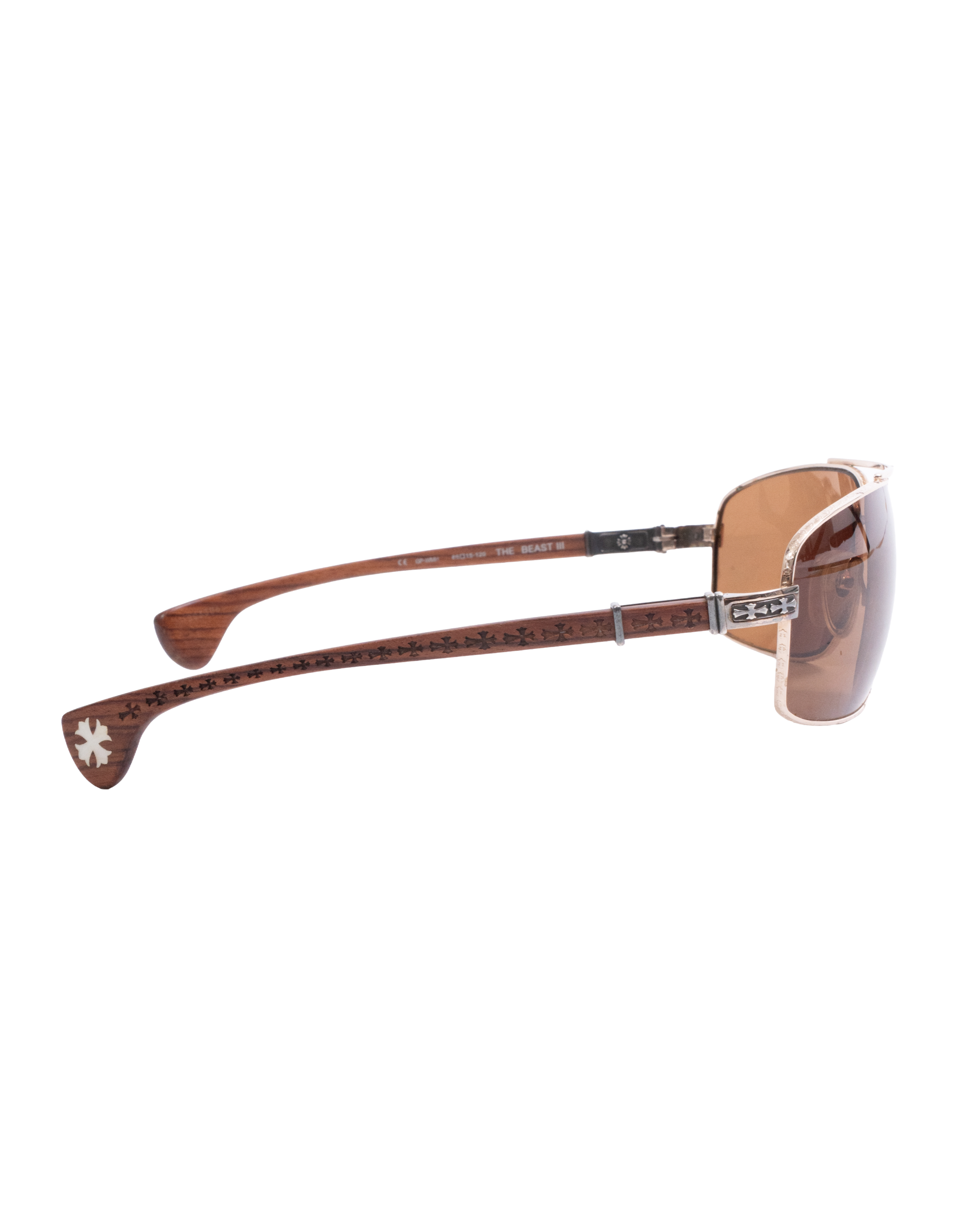 Chrome Hearts "The Beast III" Gold/Wood Sunglasses