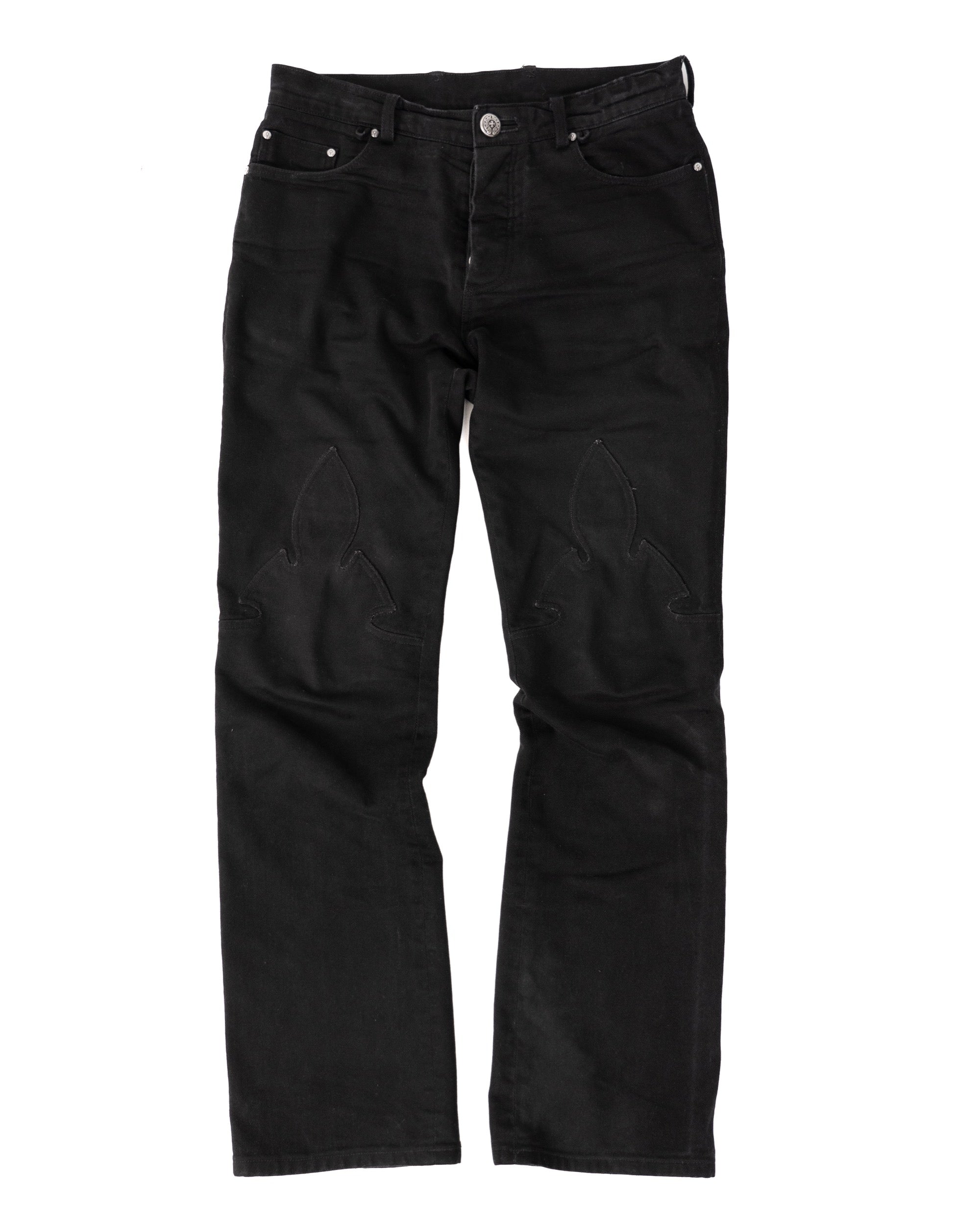 Chrome Hearts Vintage Fleur Knee Denim Black