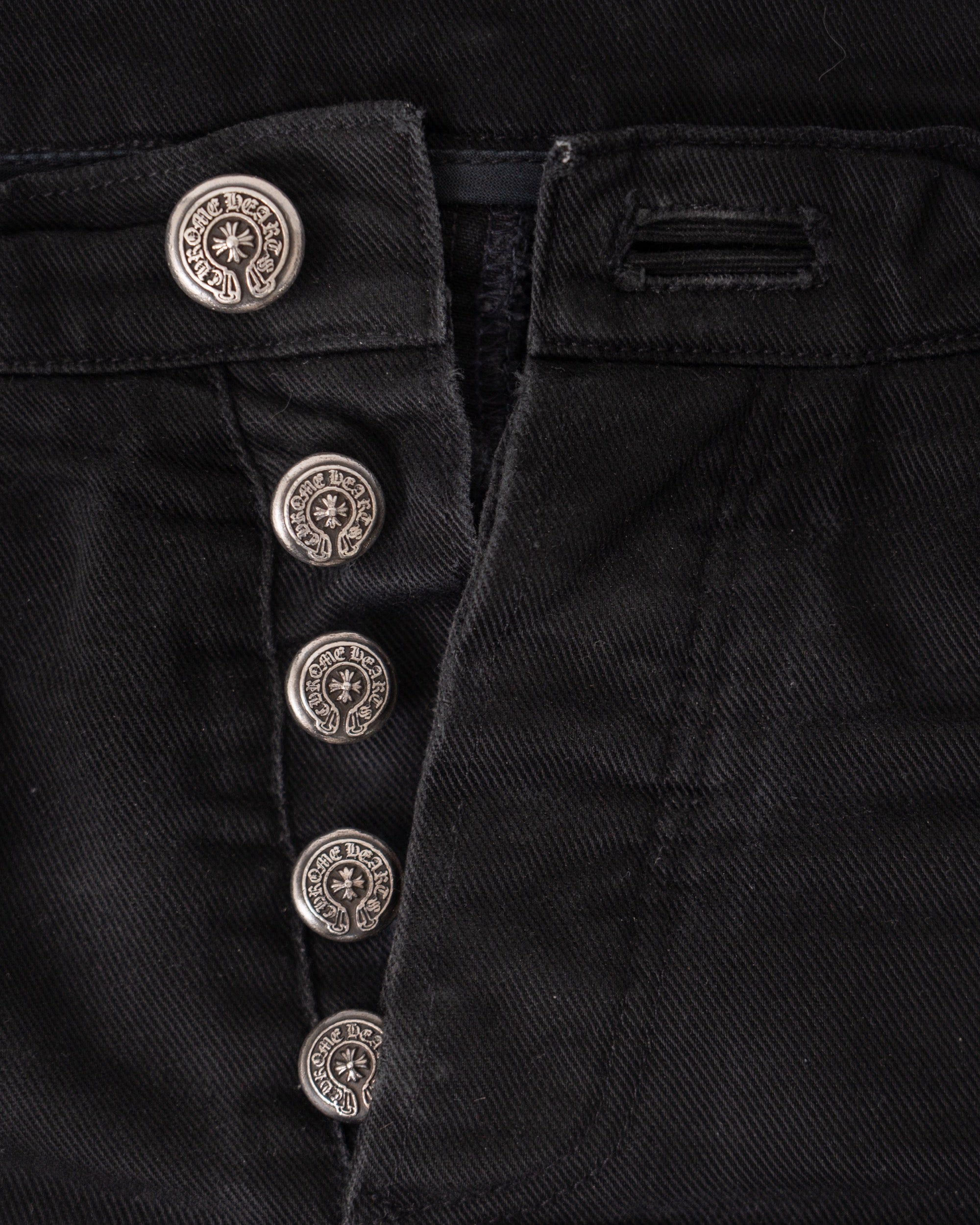 Chrome Hearts Vintage Fleur Knee Denim Black
