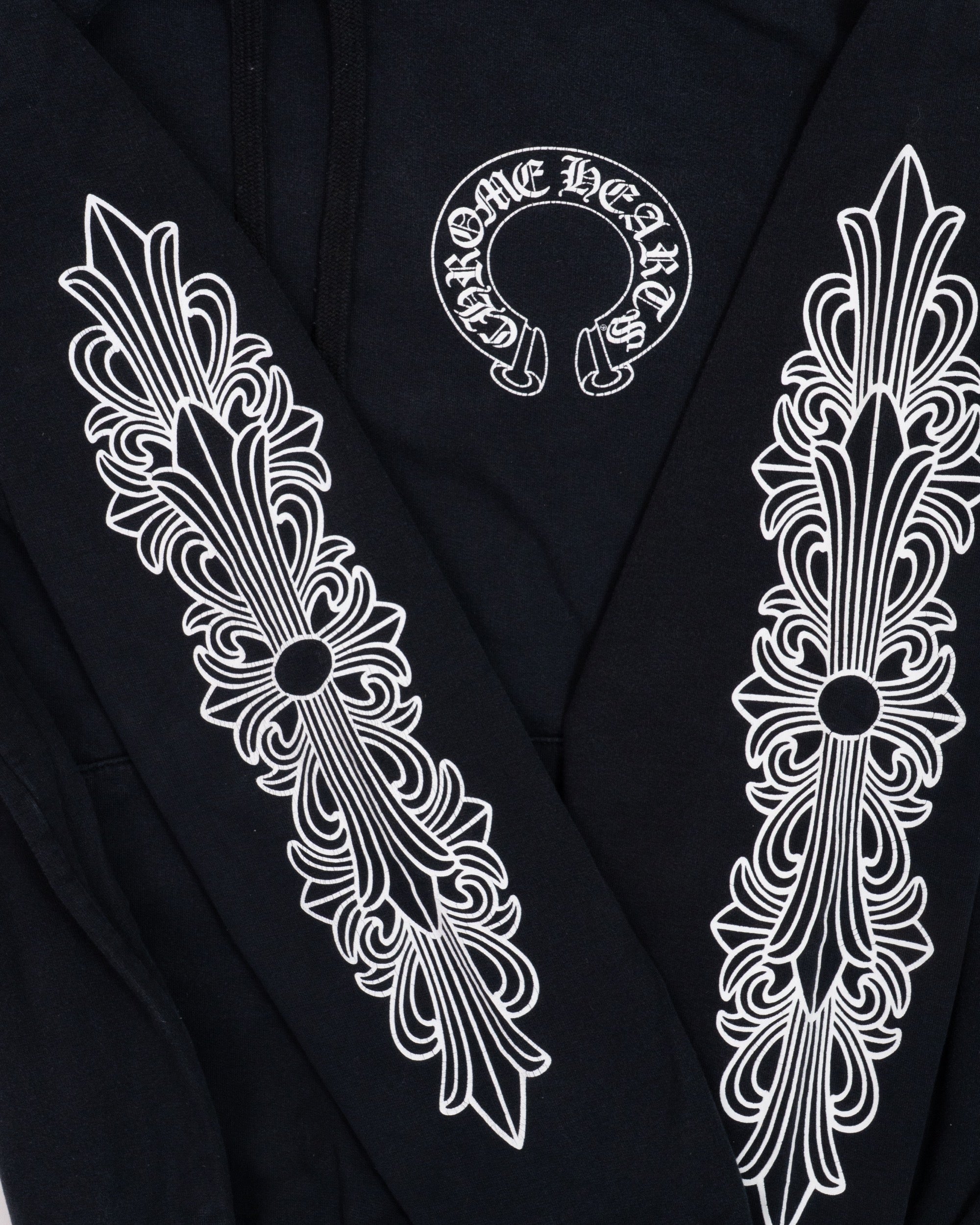 Chrome Hearts Horseshoe Floral Hoodie Black