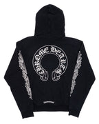 Chrome Hearts Horseshoe Floral Hoodie Black