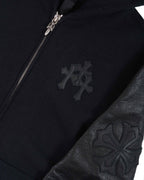 Chrome Hearts Triple Cross Patch Leather Zip-Up Black