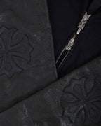Chrome Hearts Triple Cross Patch Leather Zip-Up Black