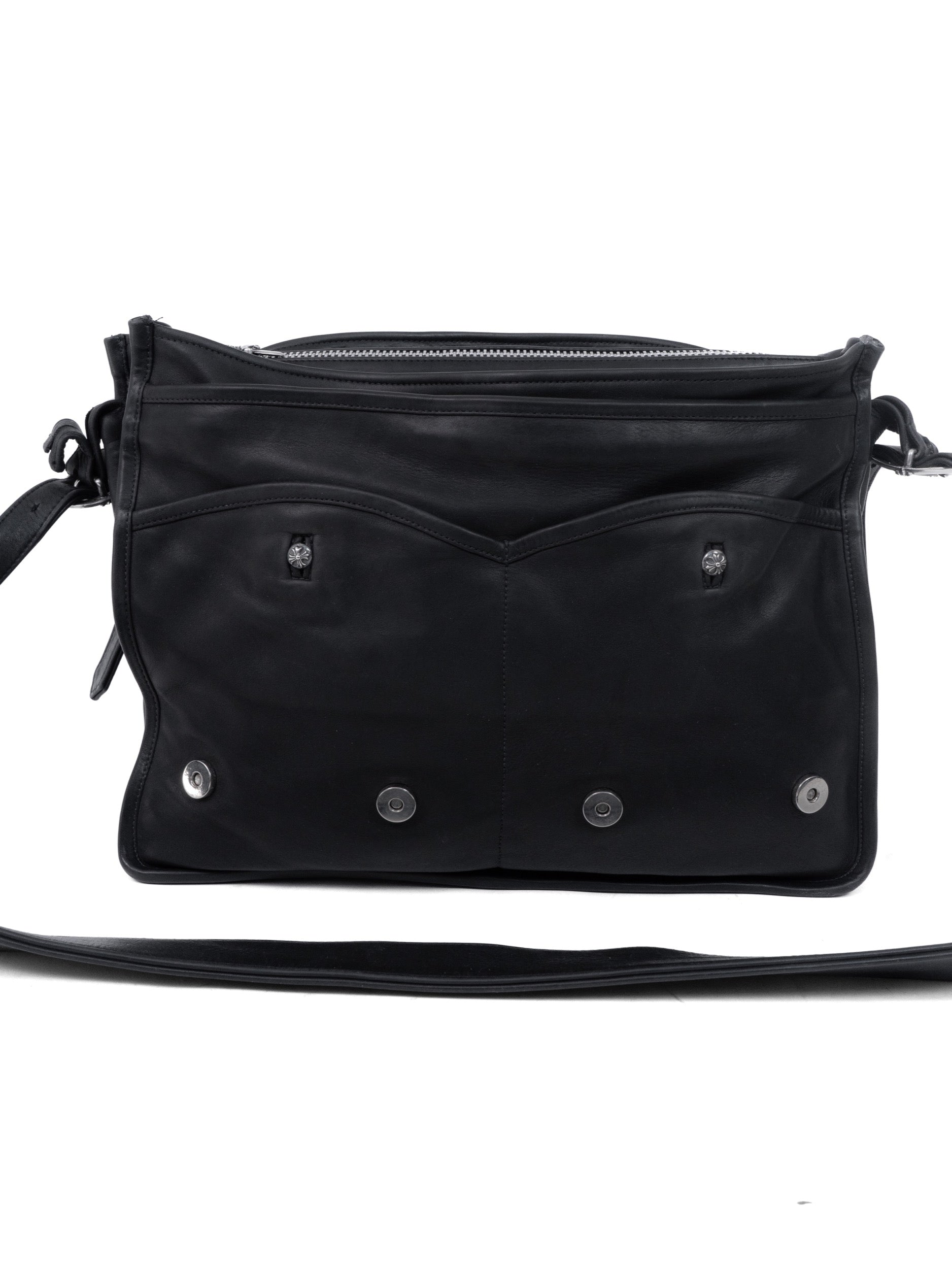 Chrome Hearts Convertible Messenger Buttons Leather Bag 90’s Black