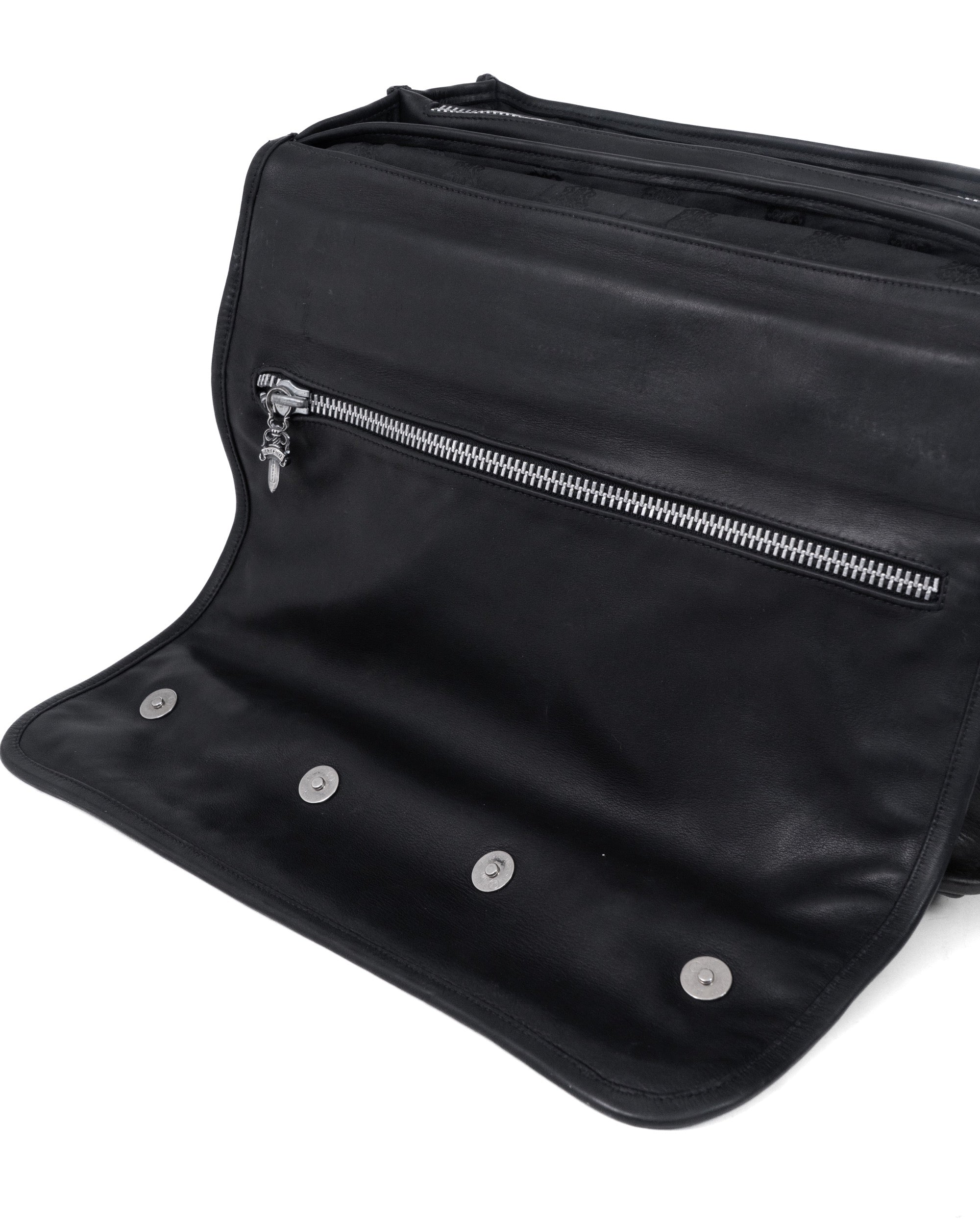 Chrome Hearts Convertible Messenger Buttons Leather Bag 90’s Black