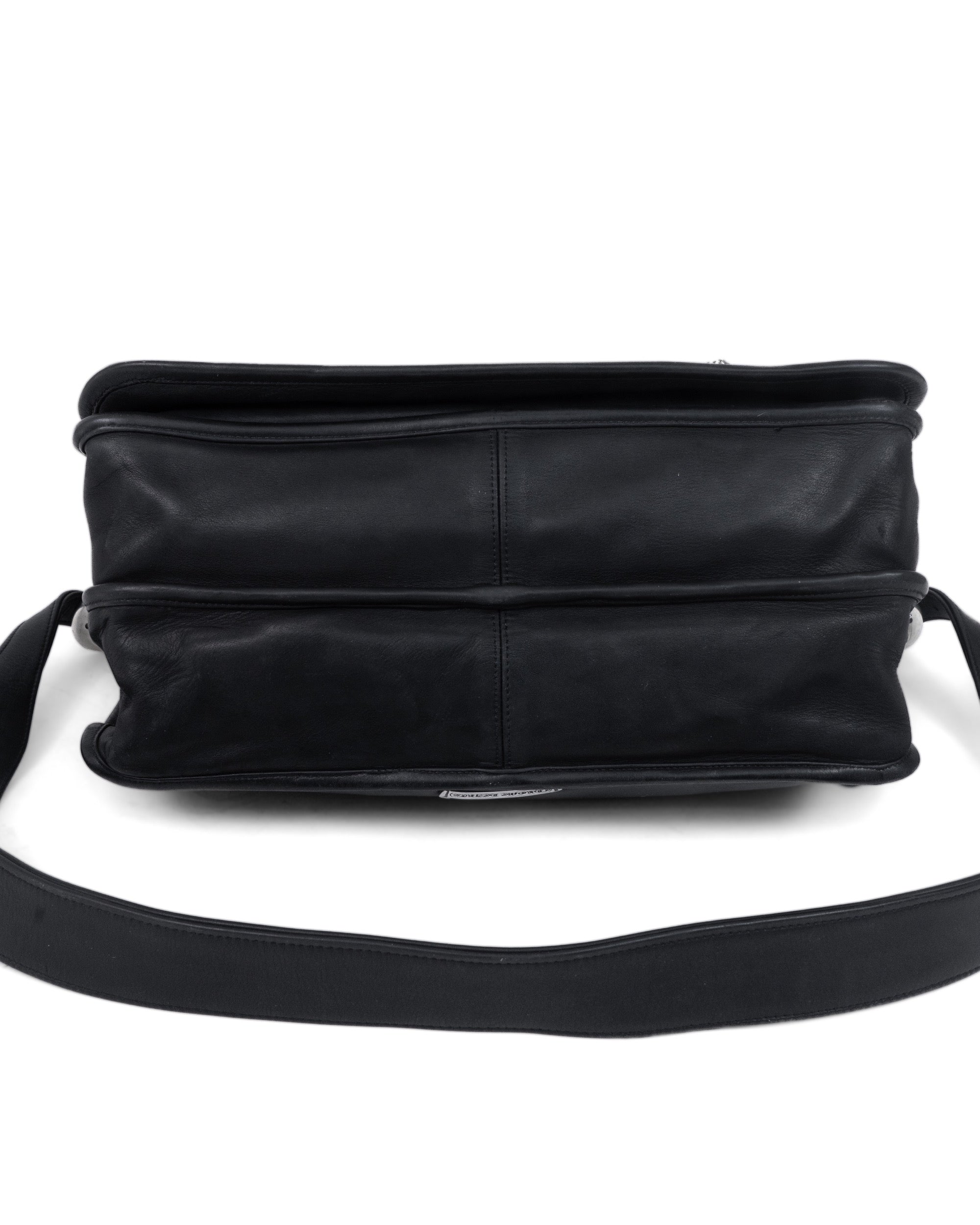 Chrome Hearts Convertible Messenger Buttons Leather Bag 90’s Black