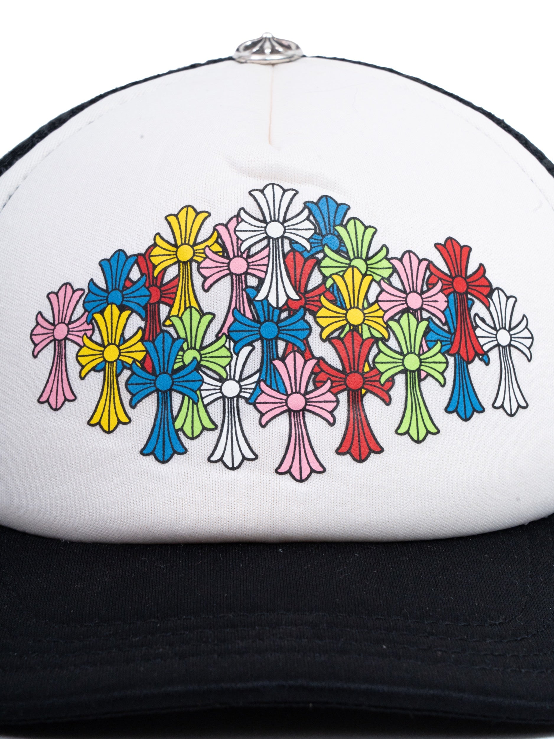 Chrome Hearts “Multicolor Cemetery Cross” White/Black Trucker Cap