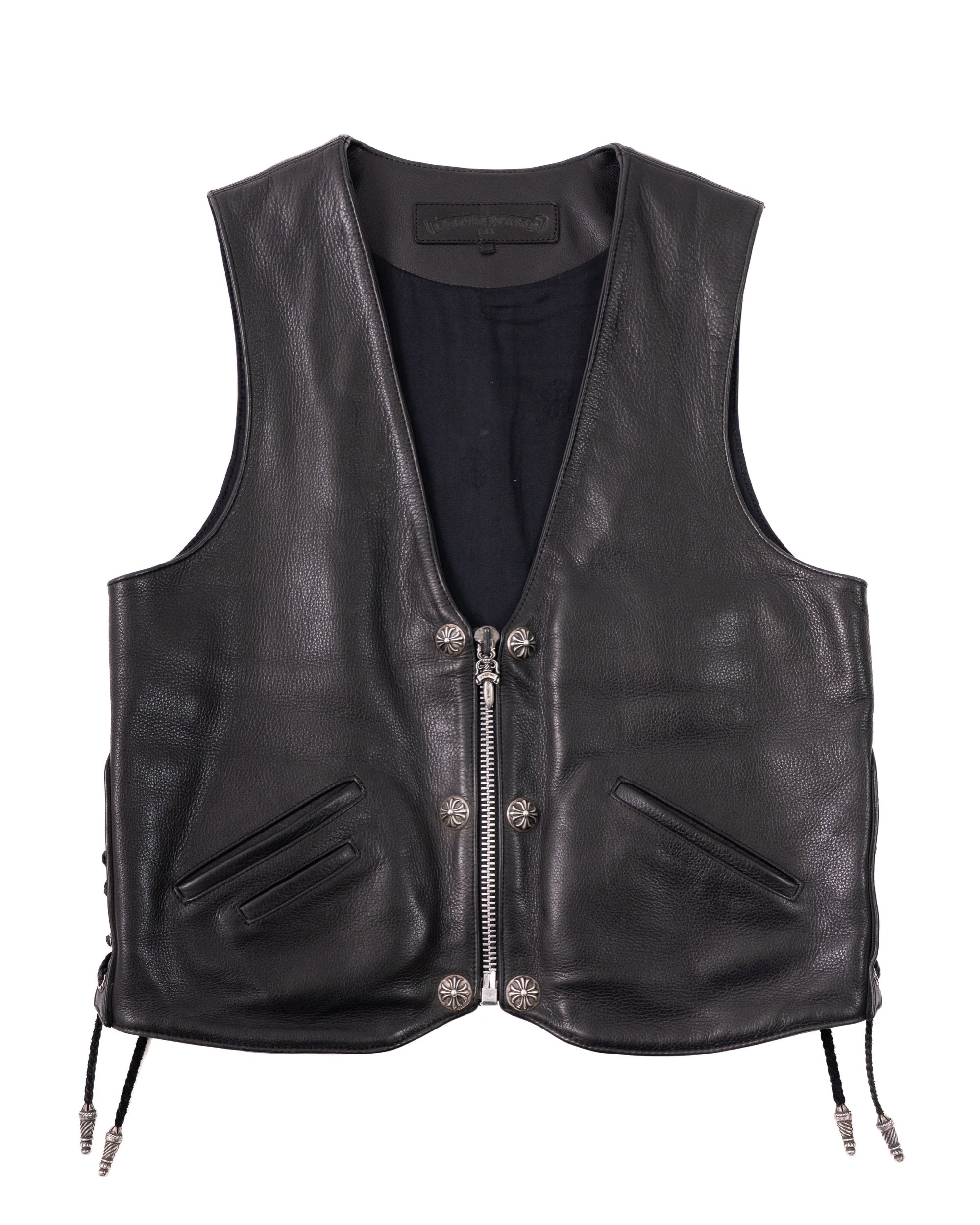 Chrome Hearts 6 Buttons Cross Leather Vest Vintage