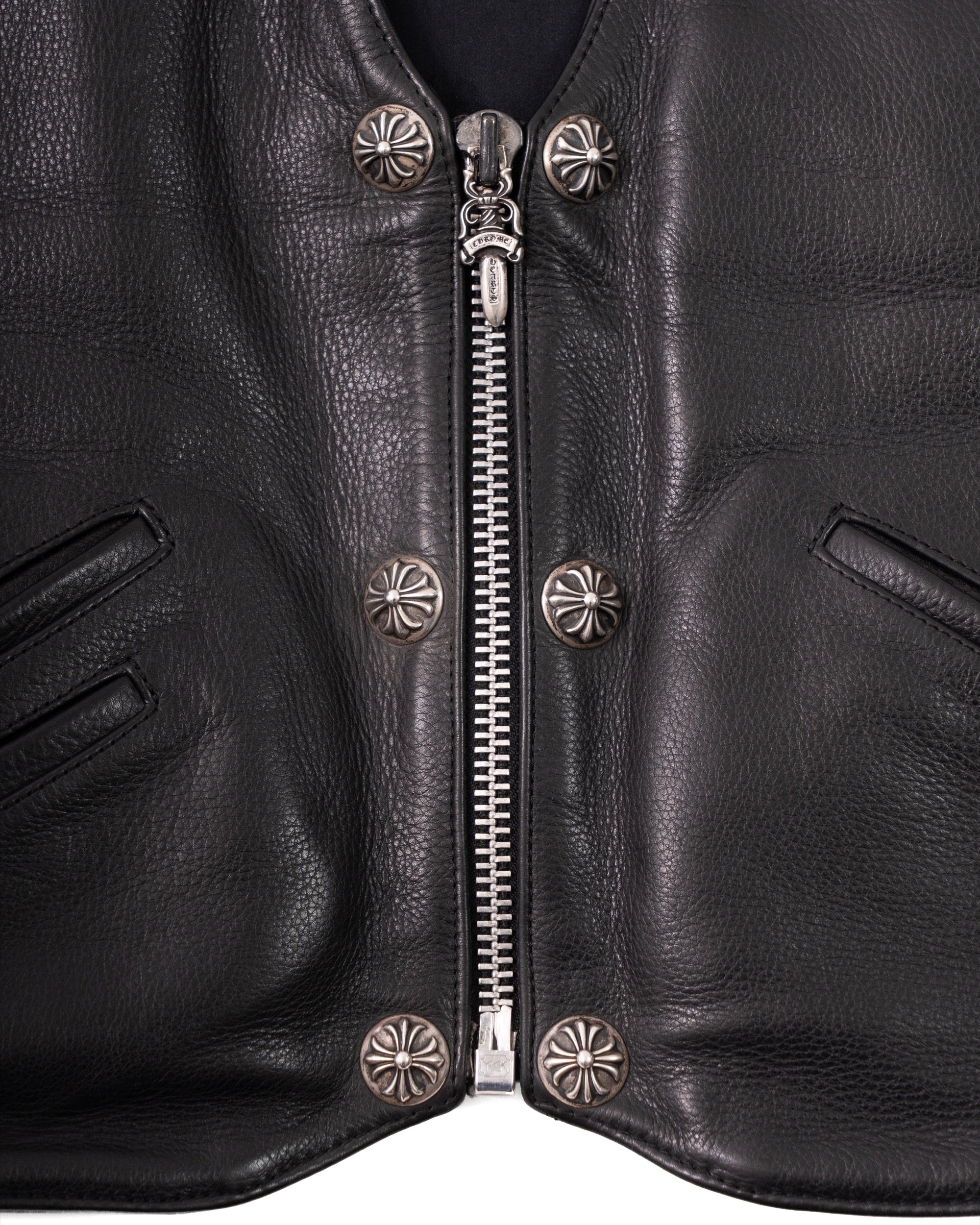 Chrome Hearts 6 Buttons Cross Leather Vest Vintage