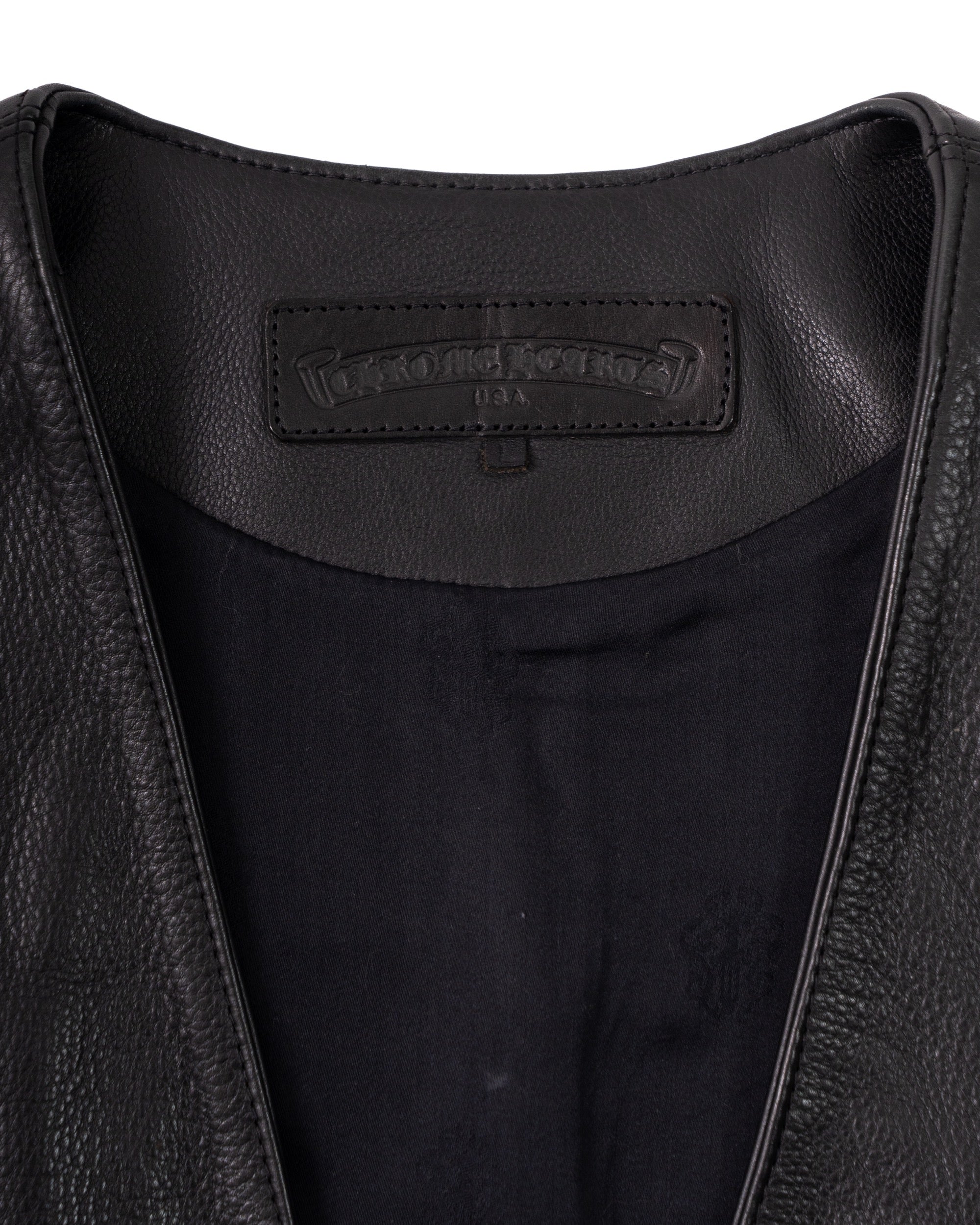 Chrome Hearts 6 Buttons Cross Leather Vest Vintage