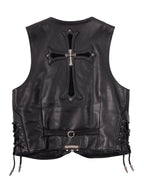 Chrome Hearts 6 Buttons Cross Leather Vest Vintage