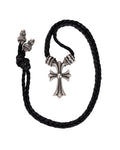 Chrome Hearts Small Cross Leather Braid Necklace