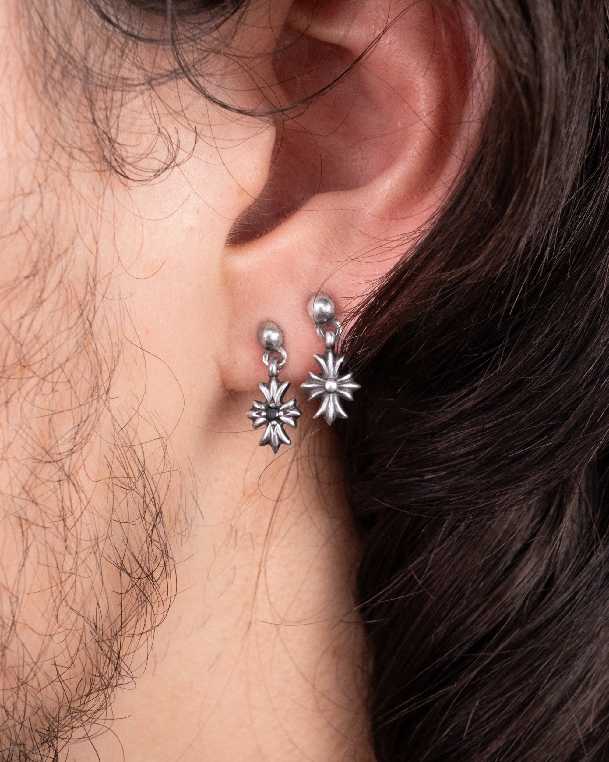 Chrome Hearts Black Diamond Tiny E Drop Earring