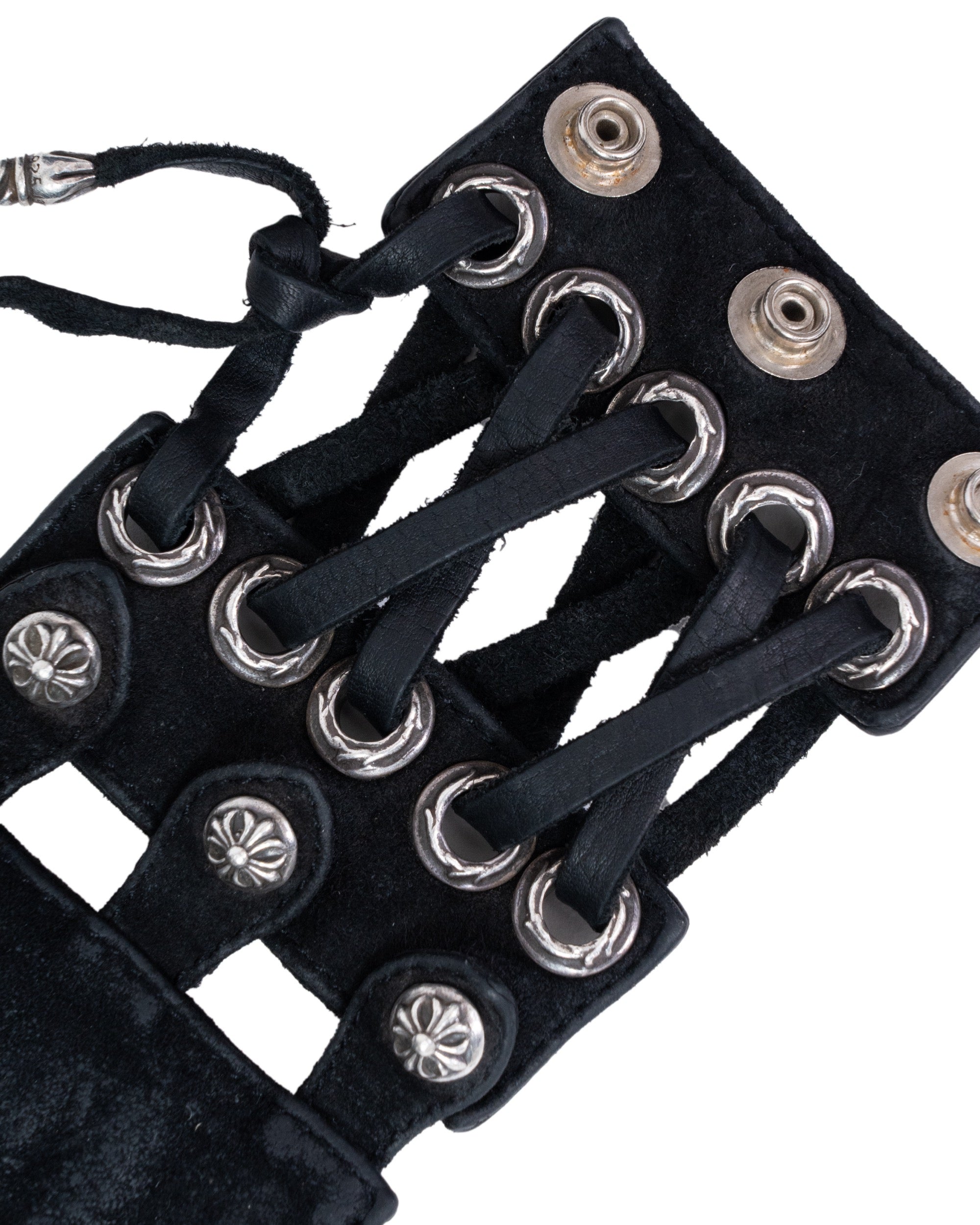 Chrome Hearts Black Suede Lace-Up Cuff