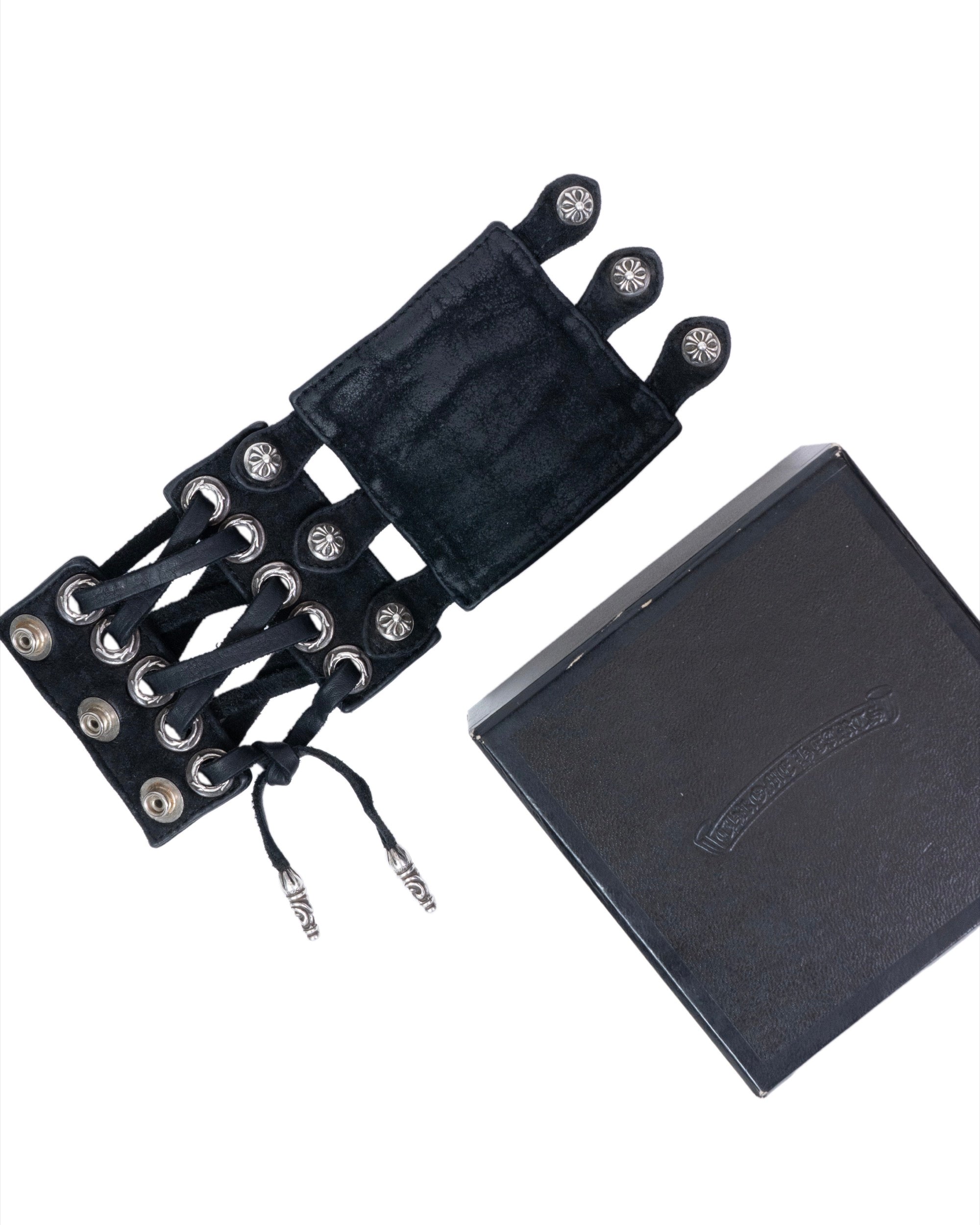 Chrome Hearts Black Suede Lace-Up Cuff